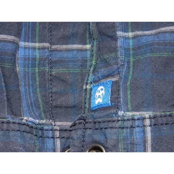 Vans Shirt Men's‎ Medium Blue Western Plaid Snap Button Long Sleeve - Picture 6 of 16